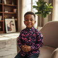 Boy aged 3 wearing Pink Geometric Print Long-Sleeve Shirt - Model Shot