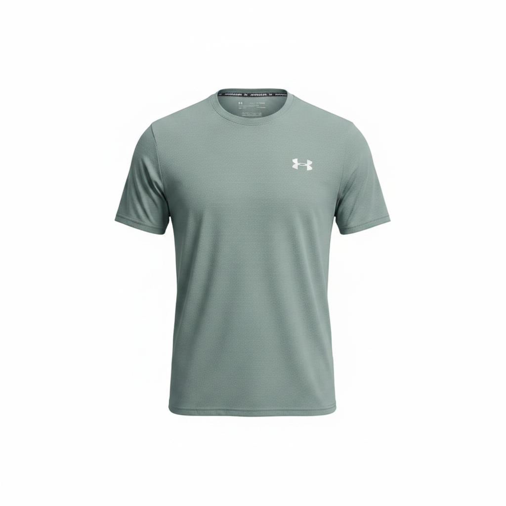 Under Armour sage grey short-sleeve athletic T-shirt ghost mannequin view