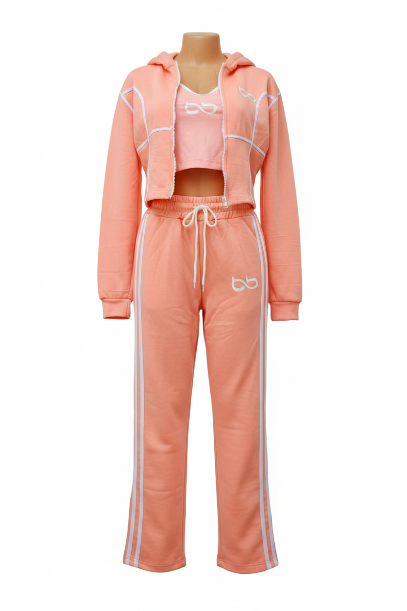Peach Stripe Zip Hoodie Tracksuit Set – Ghost Mannequin