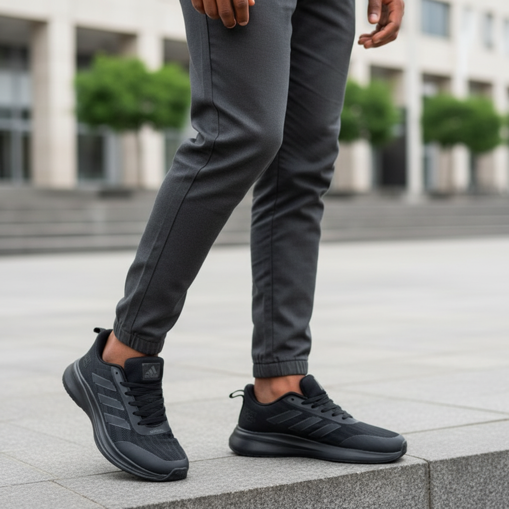 Adidas Triple Black Running Sneaker - Model Shot