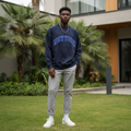 Men's Navy Blue Oversized Sweatshirt – Nigerian Male Model Shot
