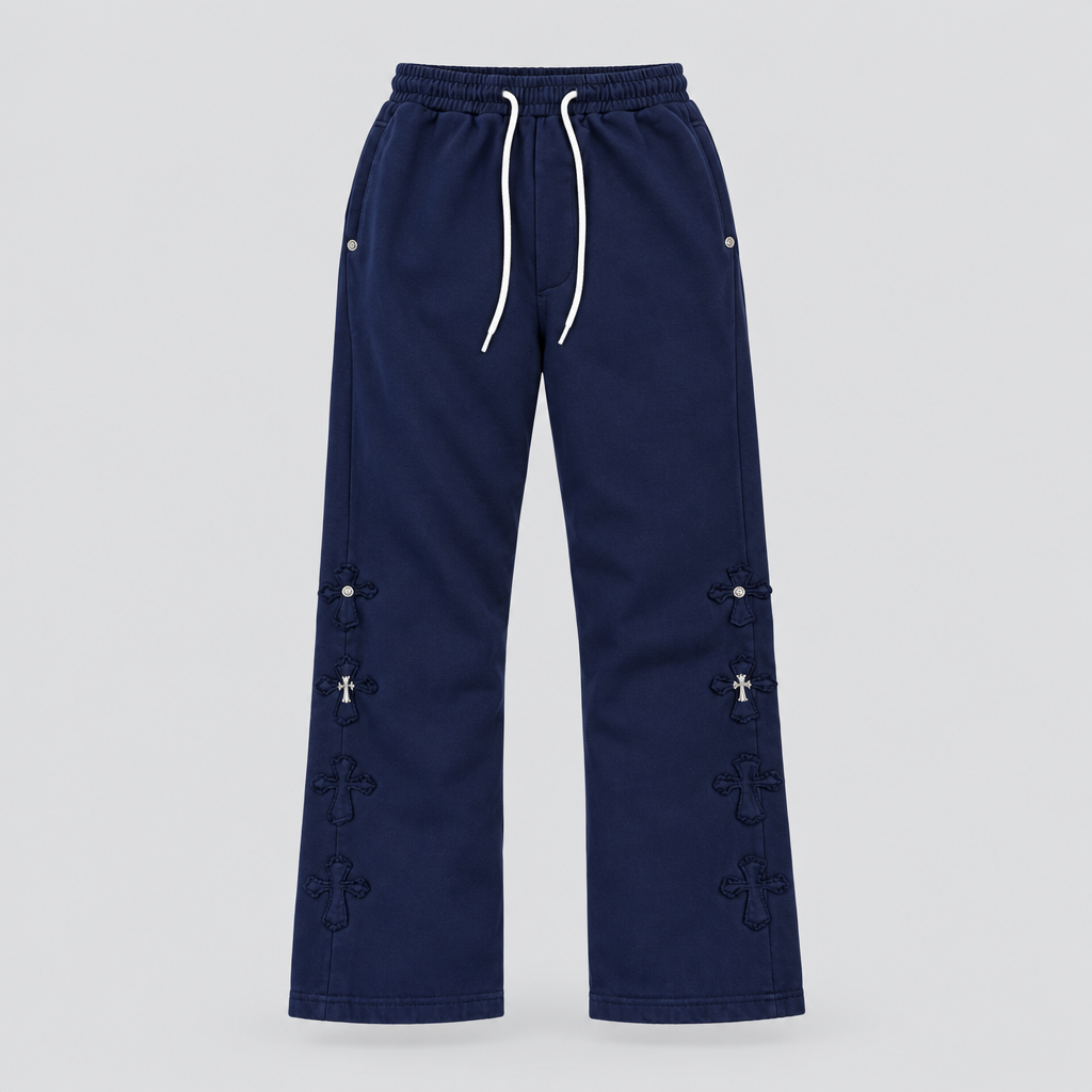 Men's navy cargo jogger trousers ghost mannequin