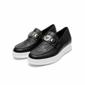 Men's Black Croc-Embossed Leather Platform Slip-On Loafer – Pair View