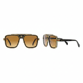 Ghost mannequin view — Oversized Square Sunglasses Black Gold Trim, front and side view