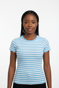 Sky Blue & White Stripe Fitted Top - Nigerian Model