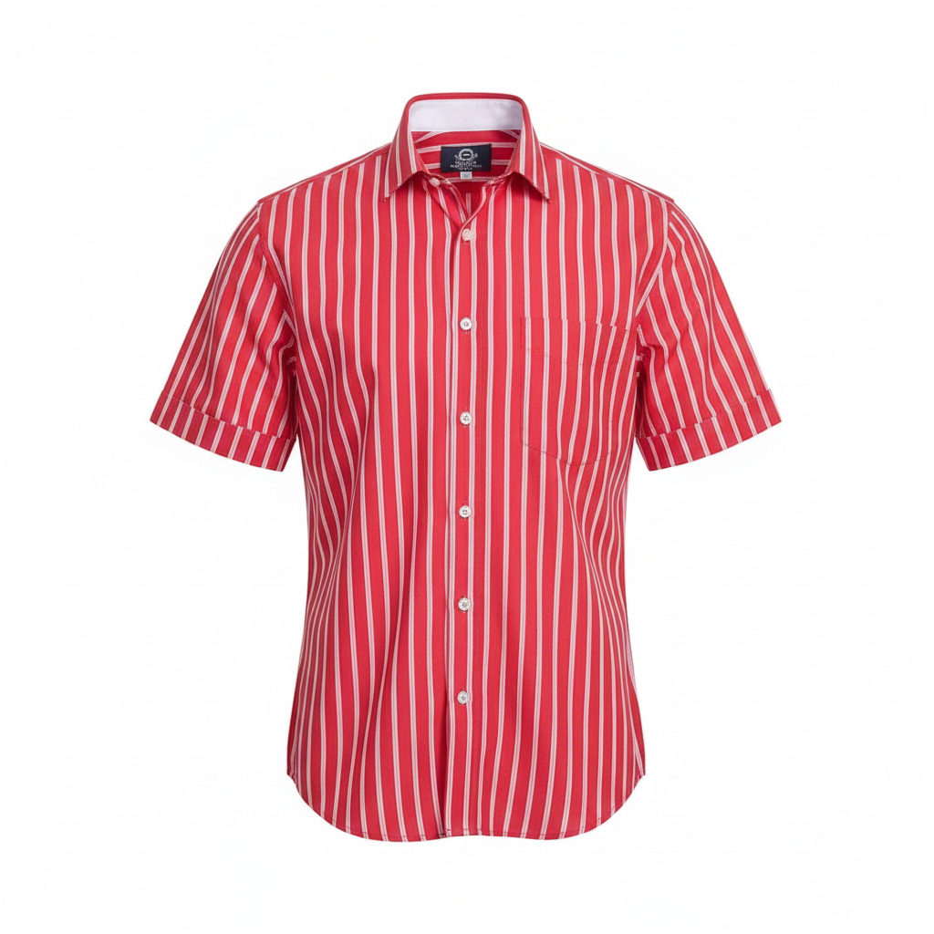 Ghost mannequin red and white striped short-sleeved shirt