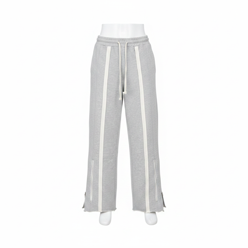 Grey Side Stripe Wide-Leg Sweatpants – Front Ghost Mannequin