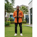 Men's Orange Plaid Oversized Long Sleeve Shirt – Nigerian Male Model Shot