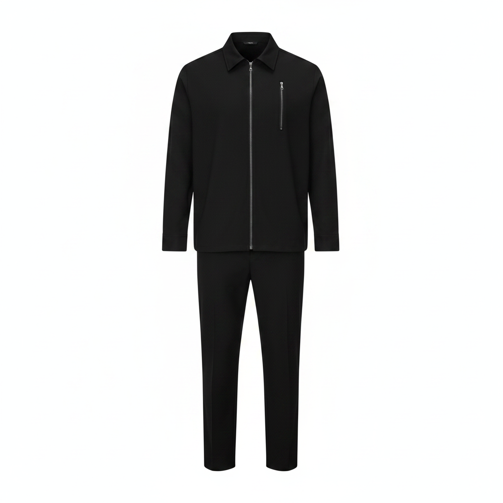 Men's Long-Sleeve Zip Co-ord Set – Ghost Mannequin Black