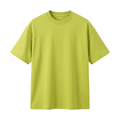 Plain lime-green crew-neck T-shirt on an invisible mannequin