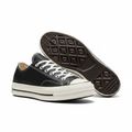 Black leather Chuck 70 Low platform sneaker ghost mannequin product shot, plain white background