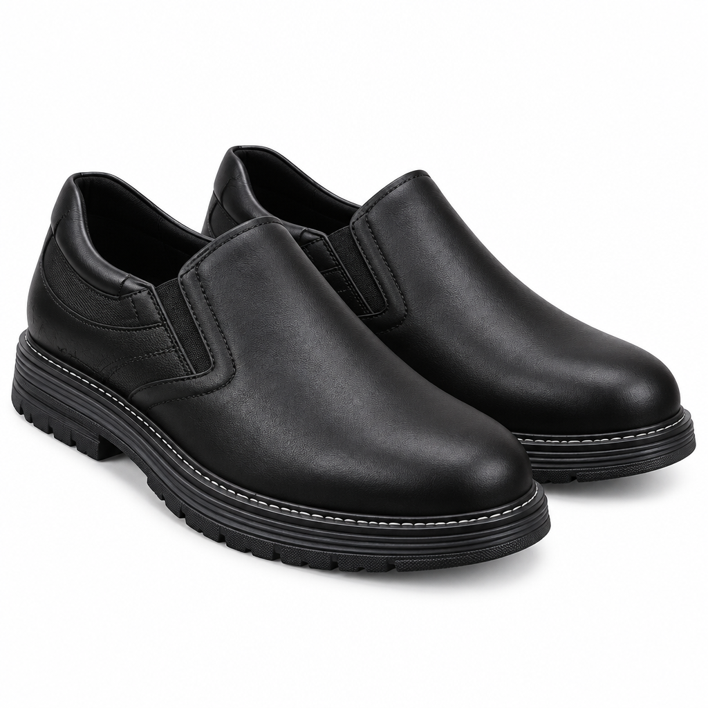 Black Leather Chunky-Sole Slip-On Loafer – Catalog Shot
