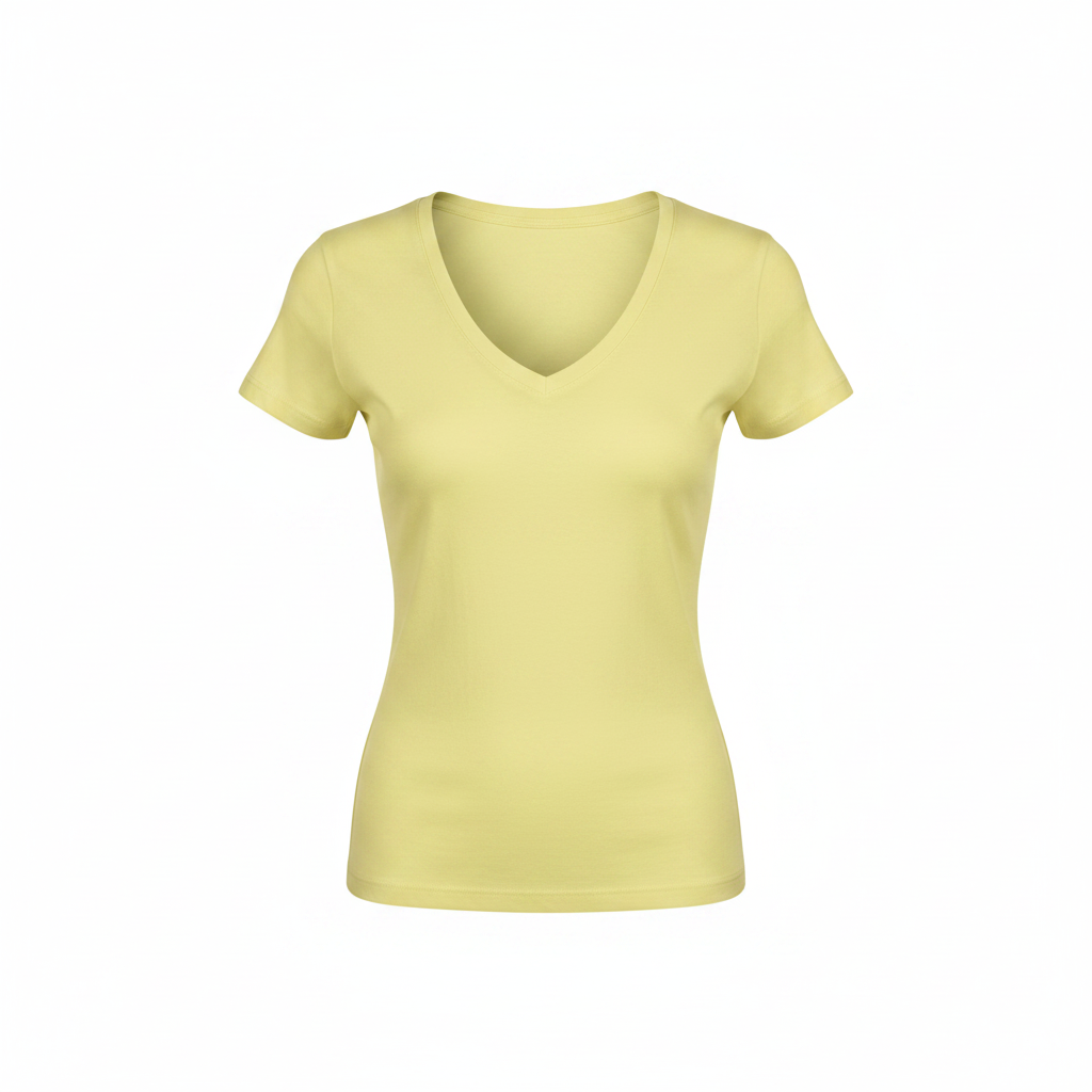 Women's V-neck fitted tee - lemon yellow ghost mannequin