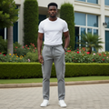 Male Nigerian Model - Grey Cargo Pants Front