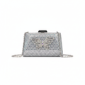 Enemuo Crystal Butterfly Rhinestone Chain Clutch – ghost mannequin view on white background