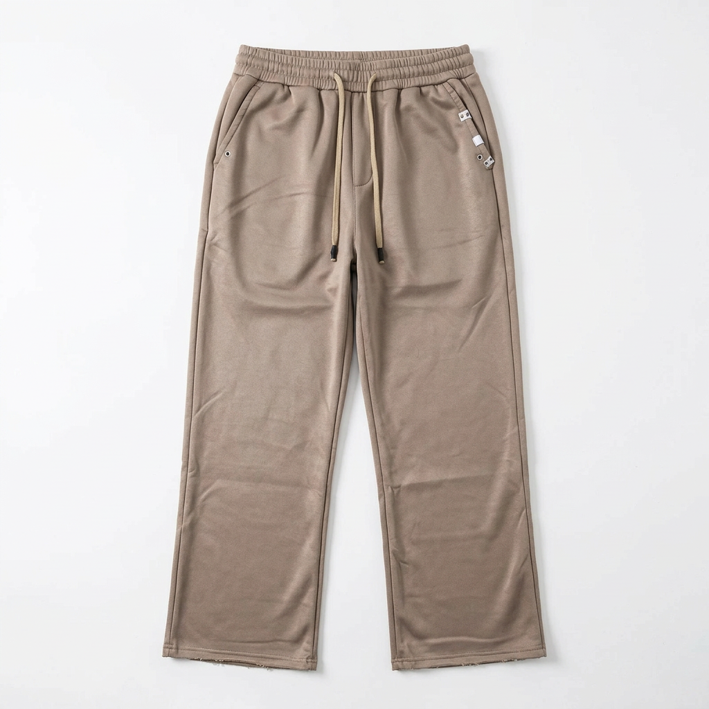 Taupe beige straight-leg drawstring joggers, generated catalog view
