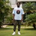 Men's Light Blue Oversized Creativity Graphic Tee – Nigerian Male Model Shot