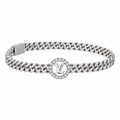 Silver crystal curb chain charm bracelet