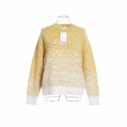 Yellow White Ombré Fluffy Knit Sweater - Ghost Mannequin