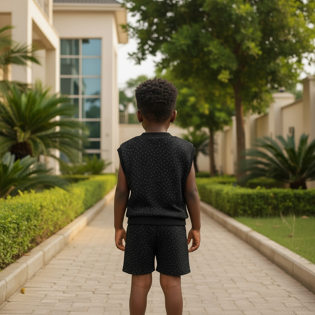 Kids Sparkle Co-ord Set – African Model Back View