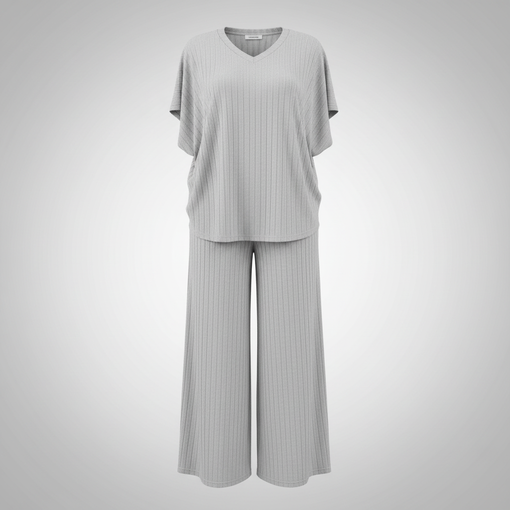 Ghost mannequin silver grey ribbed stripe oversized co-ord set