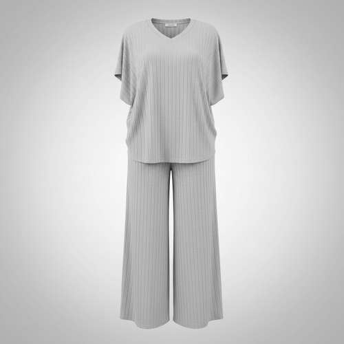 Ghost mannequin silver grey ribbed stripe oversized co-ord set