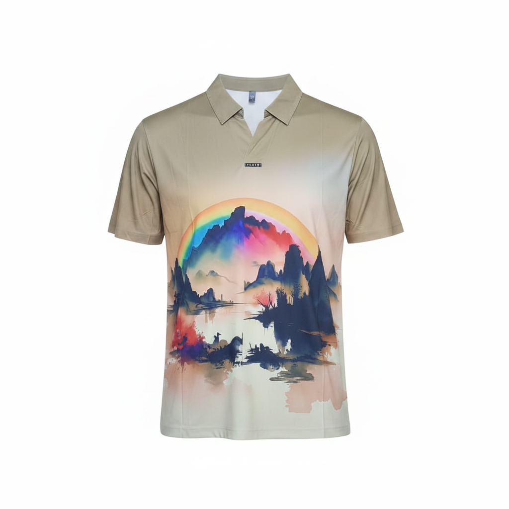 Rainbow Mountain Landscape Print Shirt - Ghost Mannequin