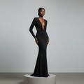 Black Glitter Open Back Maxi Gown – Model Shot