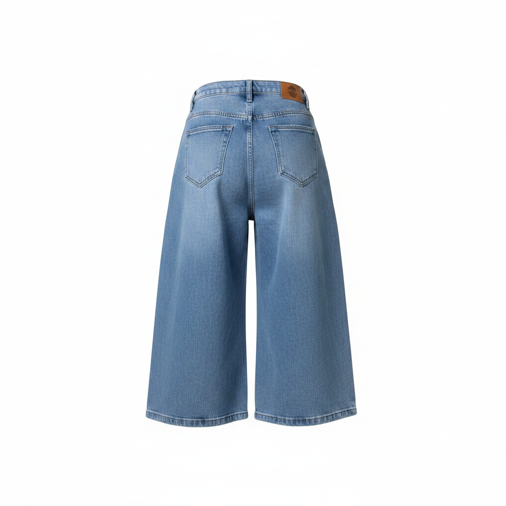 Blue Rhinestone Heart Capri Jeans – Back Ghost Mannequin