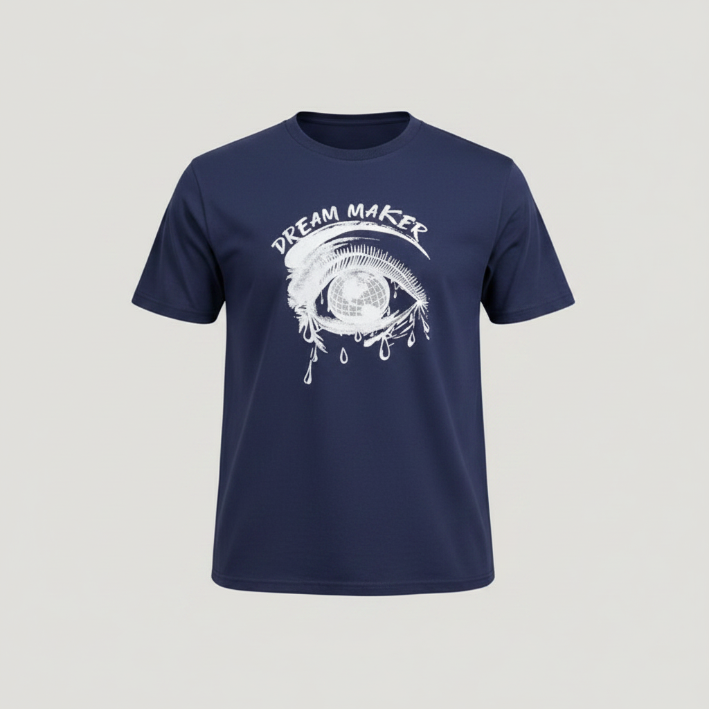 Men's navy Dream Maker graphic T-shirt on a ghost mannequin
