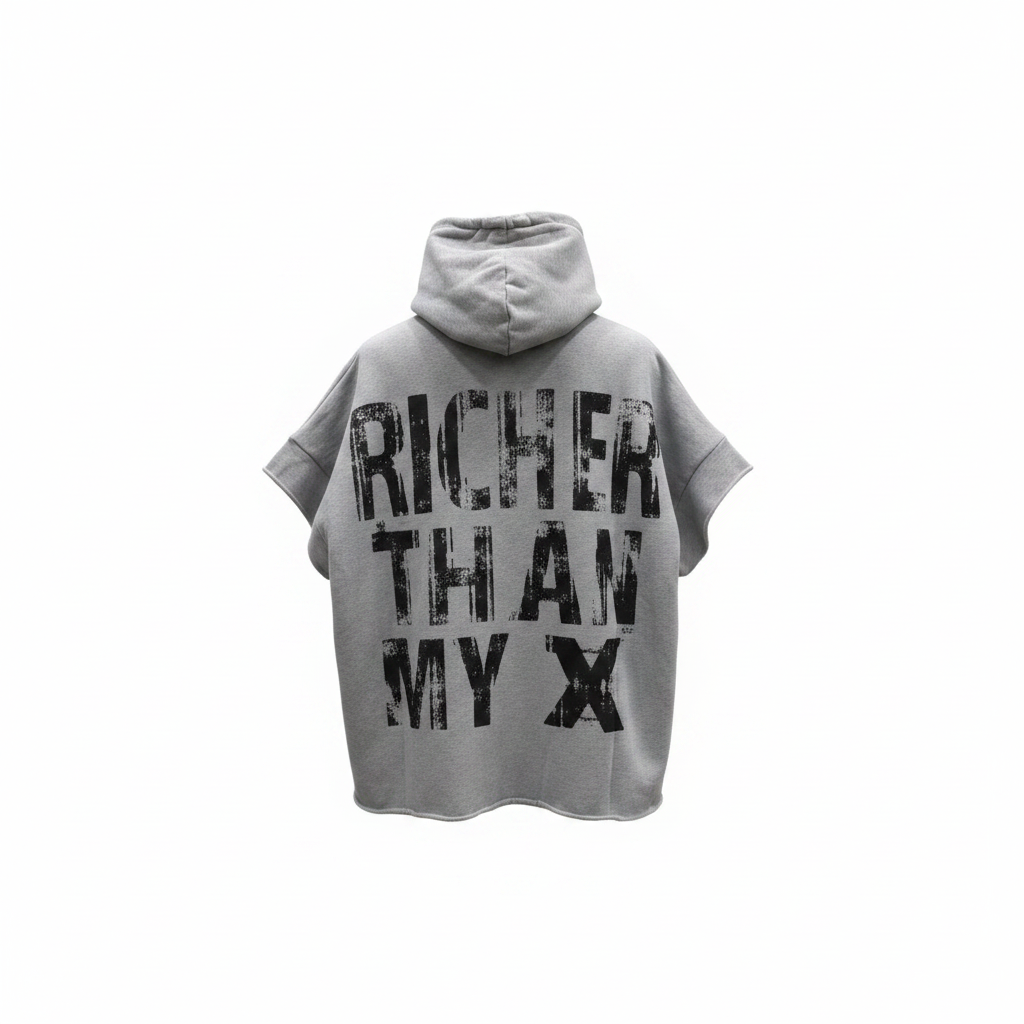 Richer Than NYX Graphic Hoodie Grey – Back Ghost Mannequin