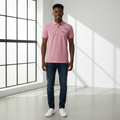 Dusty Pink USA Crest Embroidery Polo Shirt on Nigerian male model