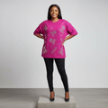 Nigerian female model front view - pink rhinestone Mickey motif top