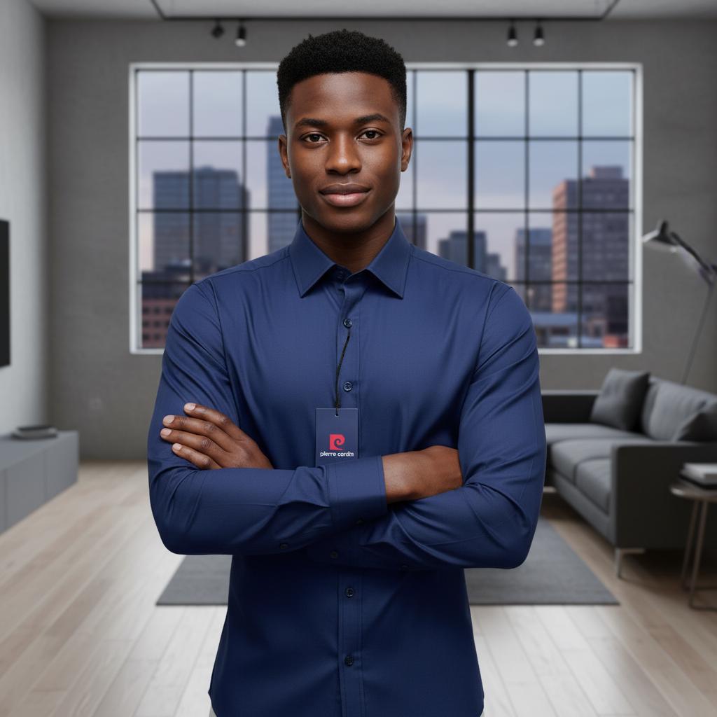 Deep Navy Slim Fit Shirt – Model Shot