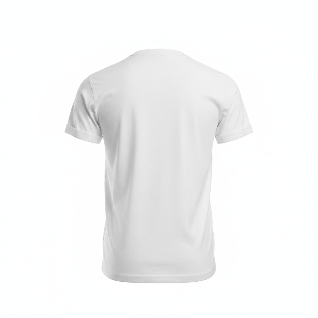 Ghost mannequin back view of white T-shirt