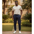 Men's Relaxed Jogger Sweatpants – Model Shot Navy