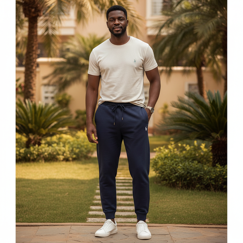 Men's Relaxed Jogger Sweatpants – Model Shot Navy