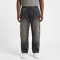 Adult Black model wearing grey cargo-pocket drawstring joggers