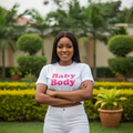Model shot — Women's Baby Body Graphic Crop Top