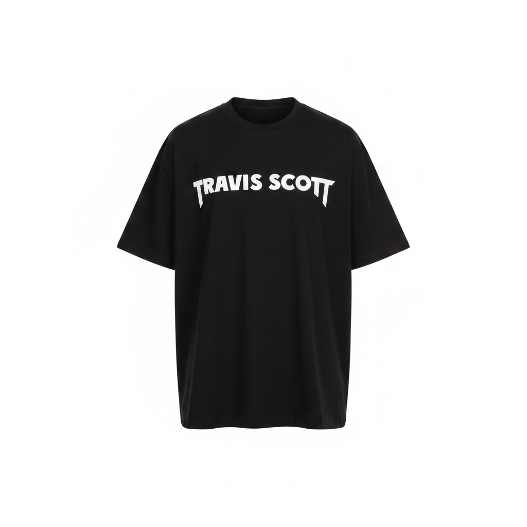 Unisex black bold text graphic oversized tee – ghost mannequin front view