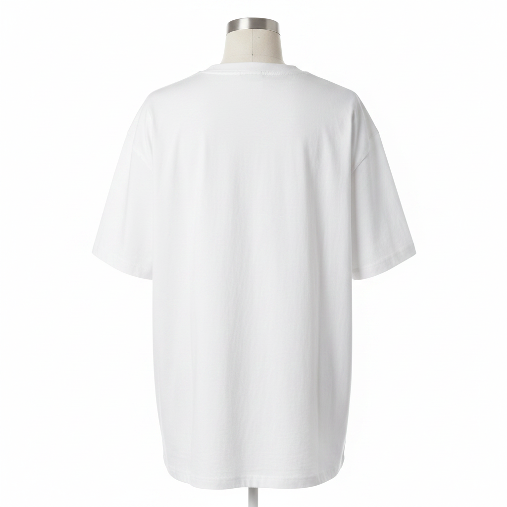 Ghost mannequin back view of white T-shirt