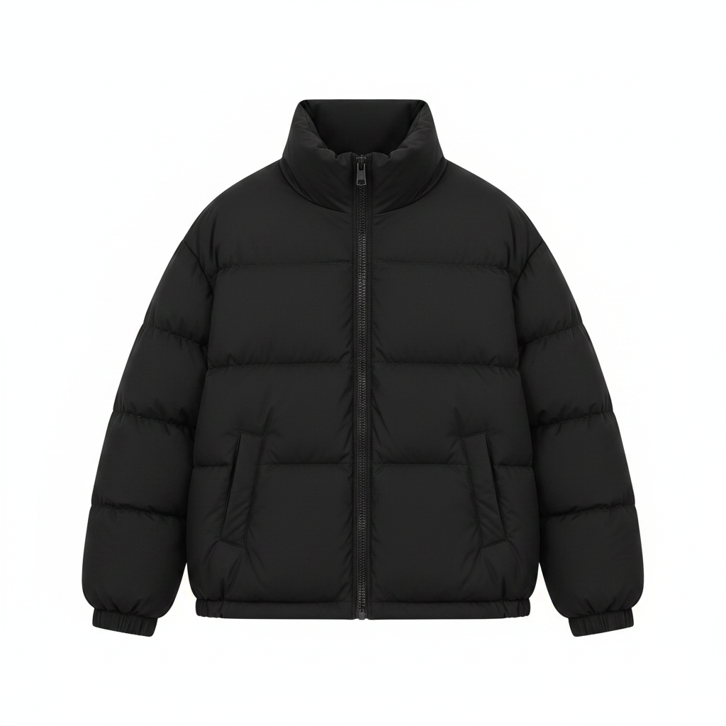 Men's Black Quilted Oversized Puffer Jacket – Ghost Mannequin Front View