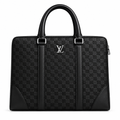 Black Checkered Embossed Leather Executive Briefcase – Catalog Shot