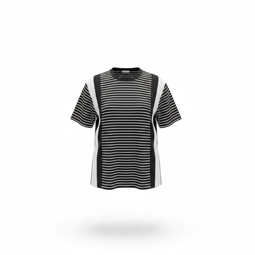 Women's Black & White Stripe Panel Tee — Ghost Mannequin