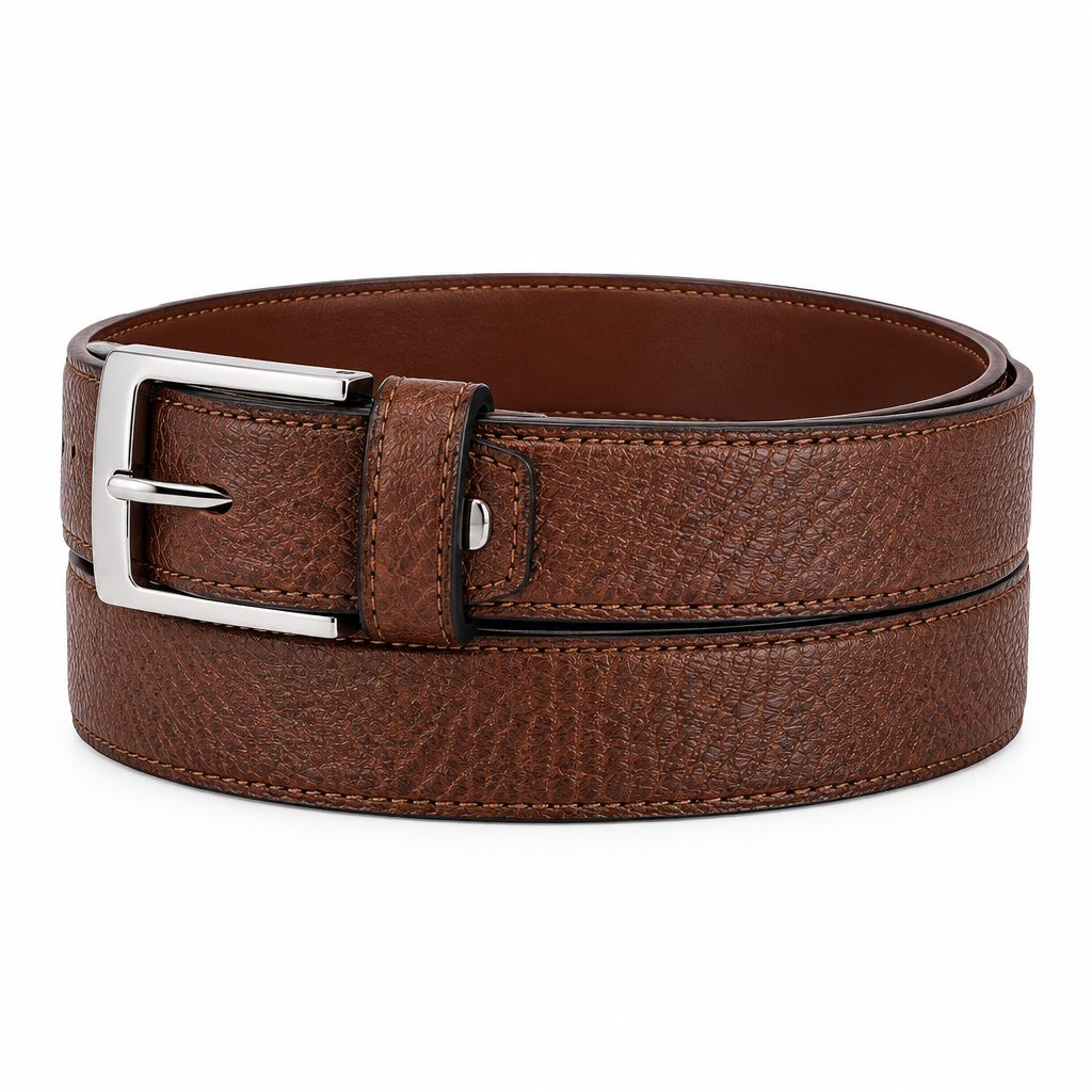 Brown Textured Leather Belt – Catalog Shot