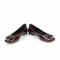 Layinka Store Plum Croc Patent Square-Buckle Ballet Flats – Catalog Shot