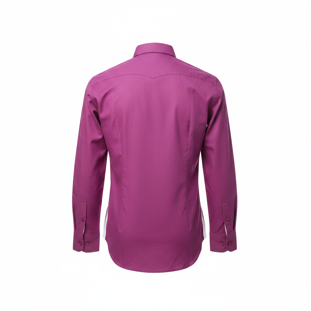 Magenta pink plain long-sleeved shirt ghost mannequin back view