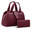Pebbled Leather Doctor Barrel Bag 2-in-1 Set – Burgundy, Ghost Mannequin