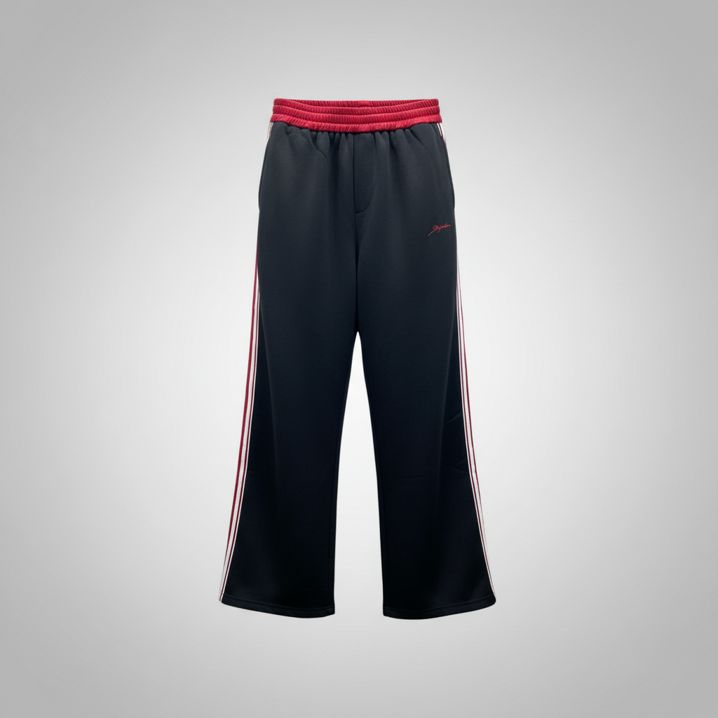 Ghost mannequin black red white stripe track pants