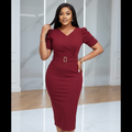Bordeaux Curve Midi Dress – Model Shot